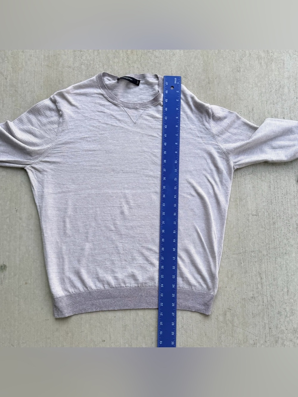 Ermenegildo Zegna Linen Blend Sweater Crew Neck V Insert Size 52 Made In Italy - Picture 9 of 9
